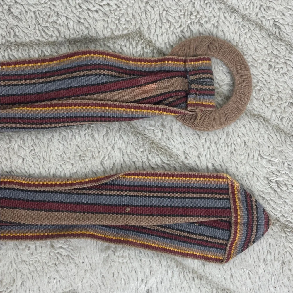 Vintage Wide Woven Belt Horizontal Striped